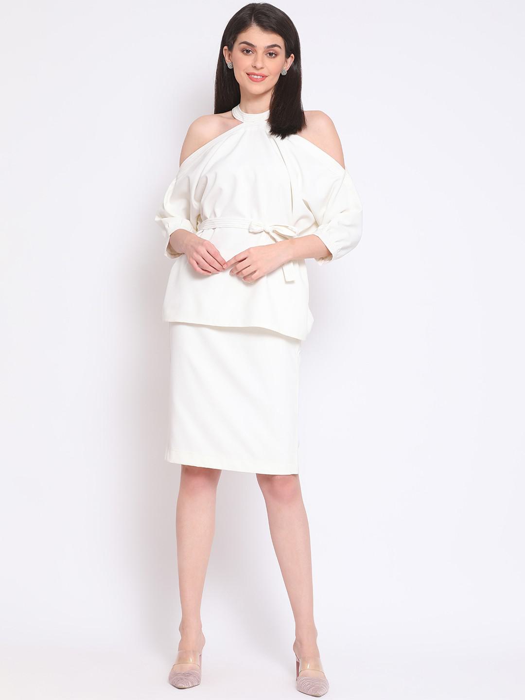 TWO PIECE TOP & SKIRT IN VISCOSE BANANA CREPE