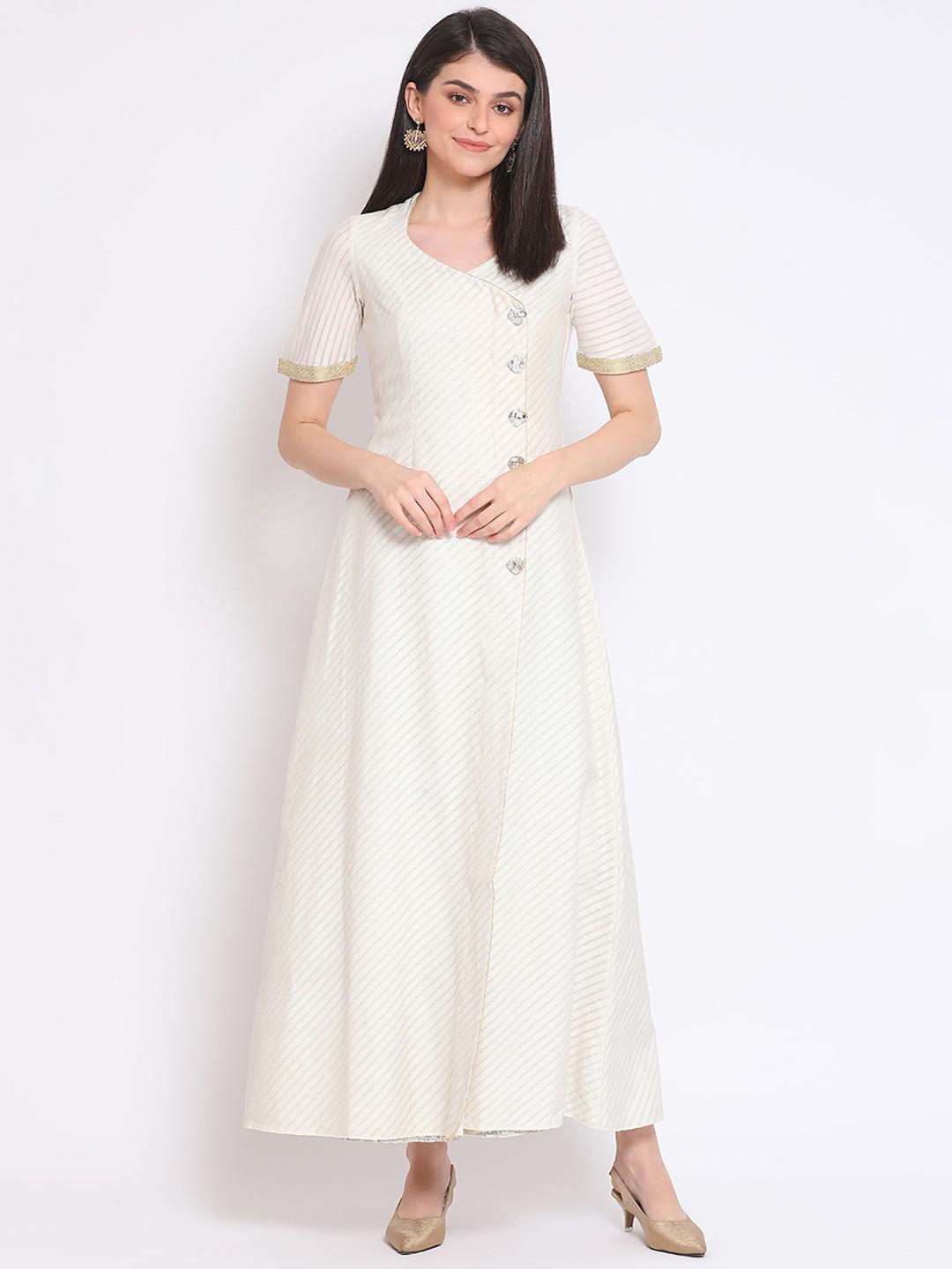 WHITE COTTON JACQUARD DRESS WITH EMBELLISHMENTS