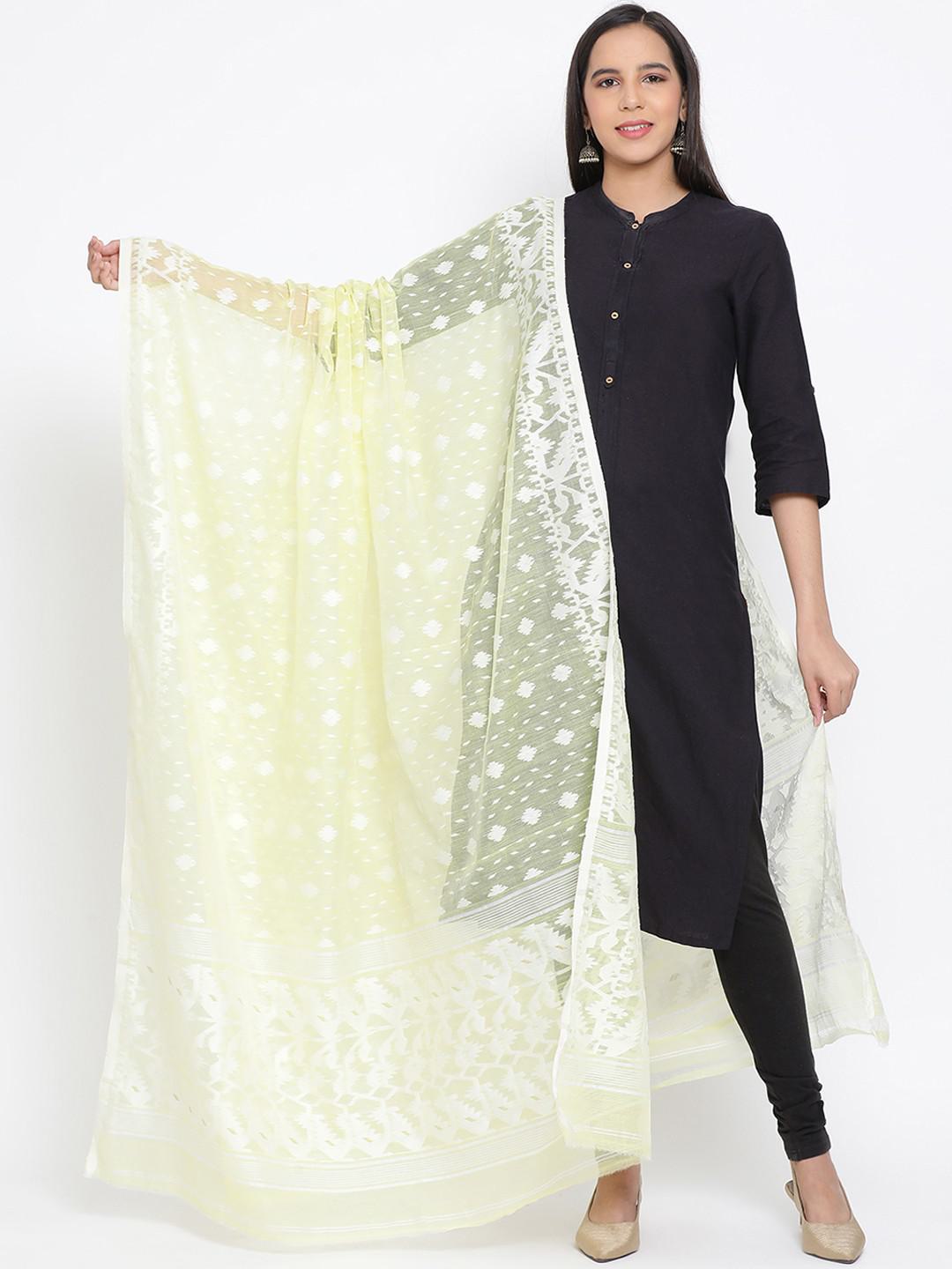 CANARY YELLOW GICHA MULMUL JAMDANI DUPATTA