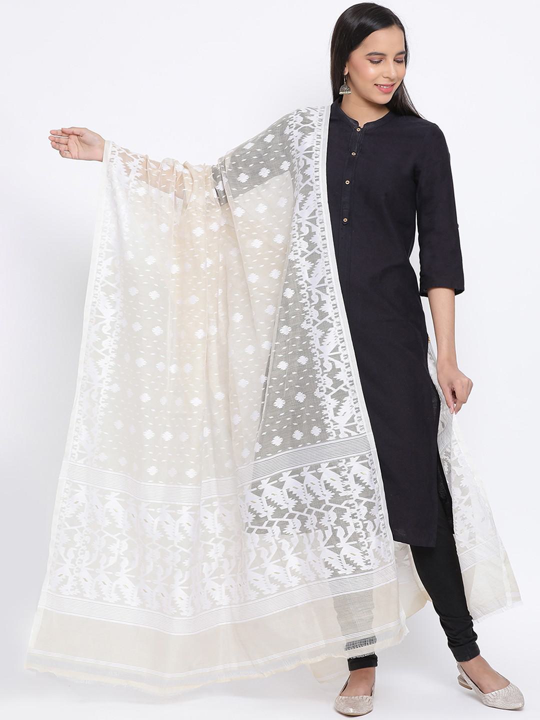 TAUPE GICHA MULMUL JAMDANI DUPATTA