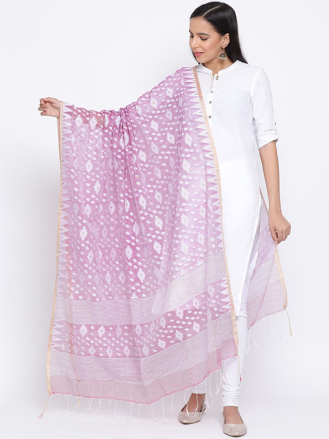 LILAC GICHA MULMUL JAMDANI DUPATTA