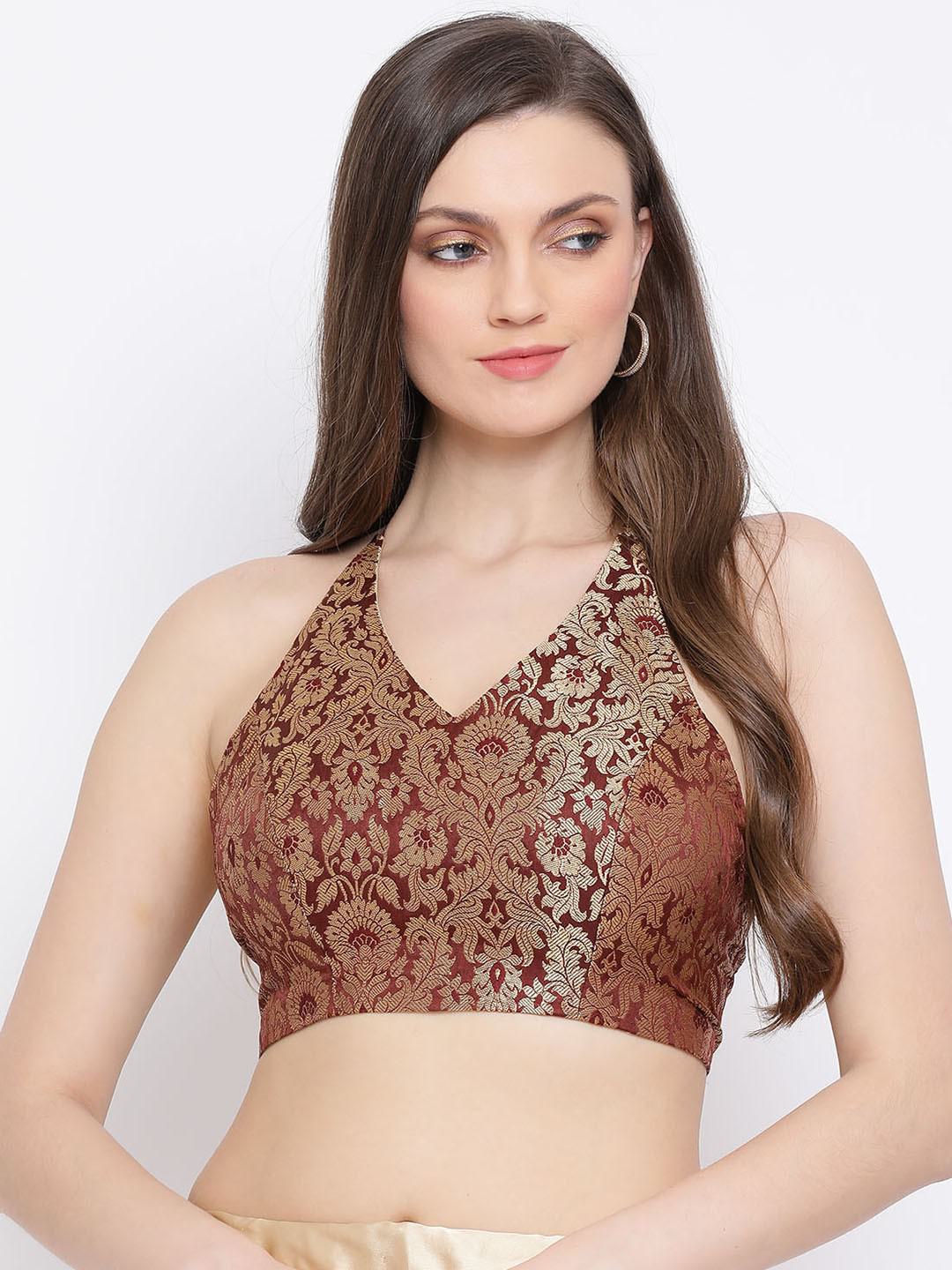 GARNET GOLD BROCADE BIKINI BLOUSE WITH STRINGS