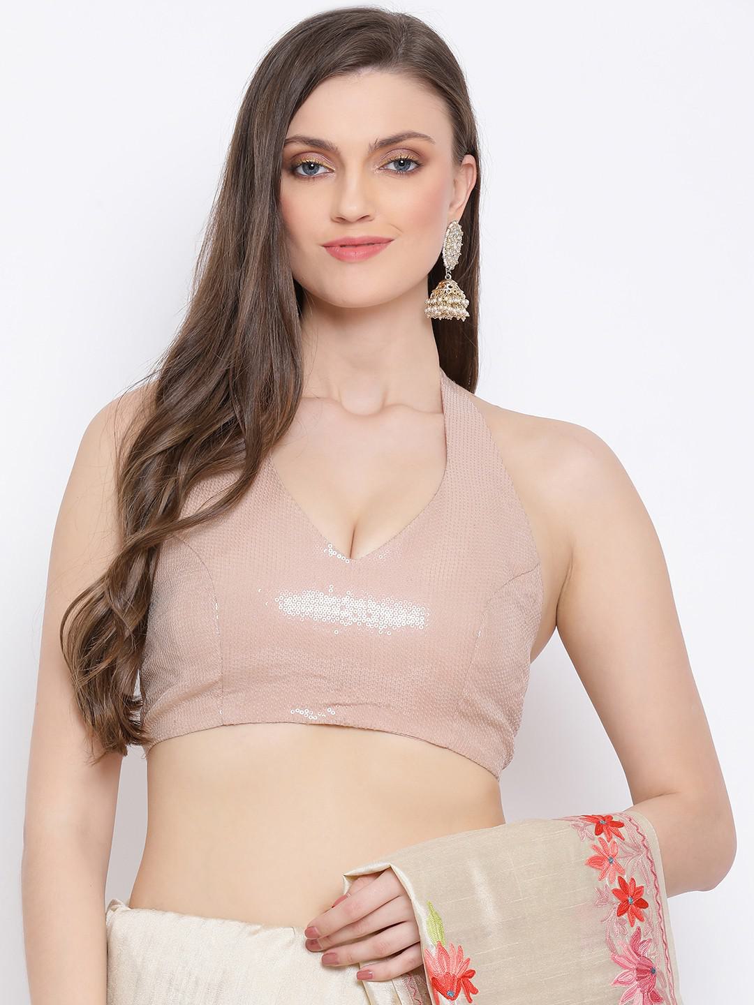 DUSTY PINK SHEATING FABRIC GEORGETTE BIKINI BLOUSE WITH STRINGS