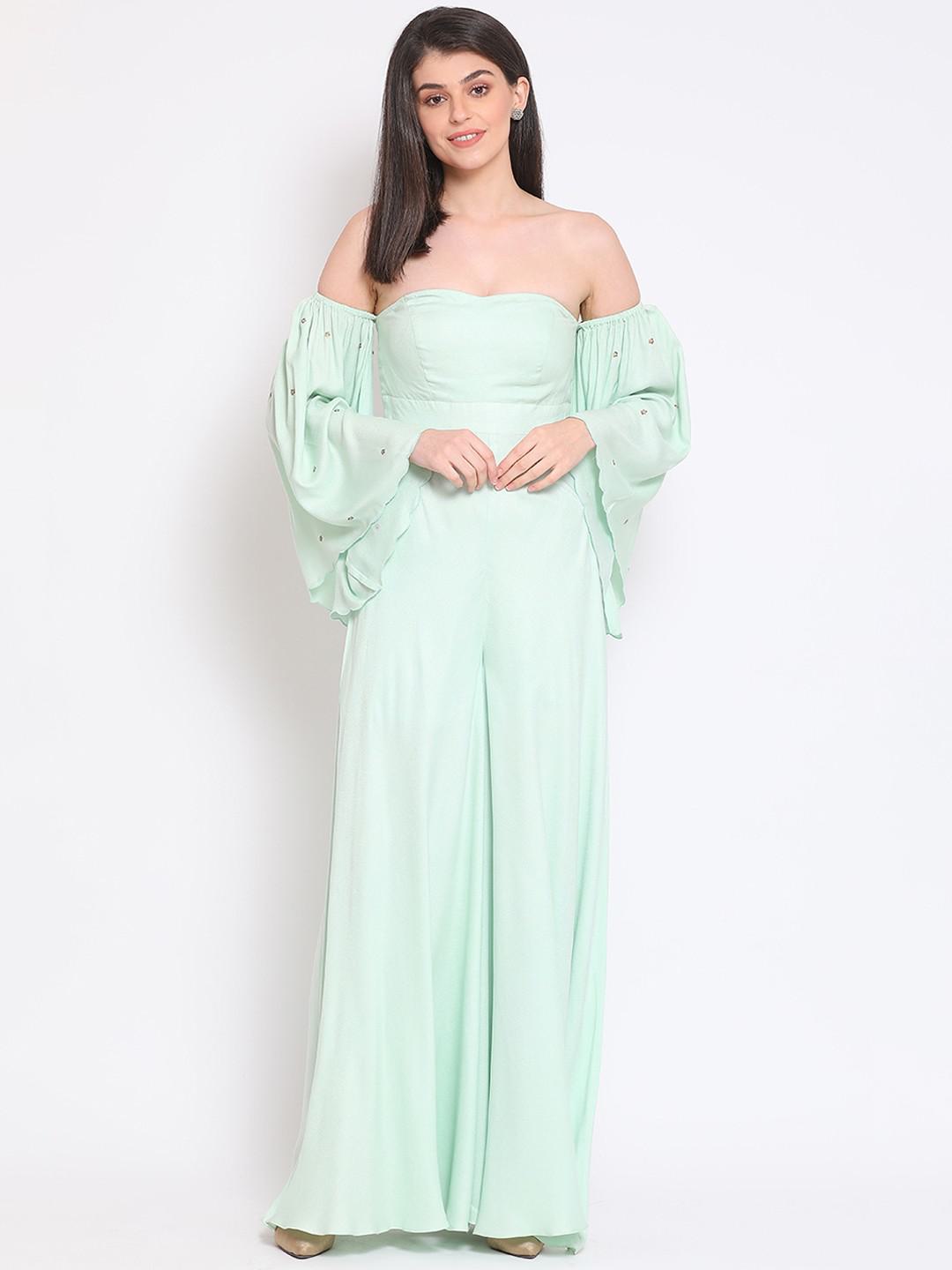 PISTACCHIO GREEN JUMPSUIT IN MOROCCON CREPE