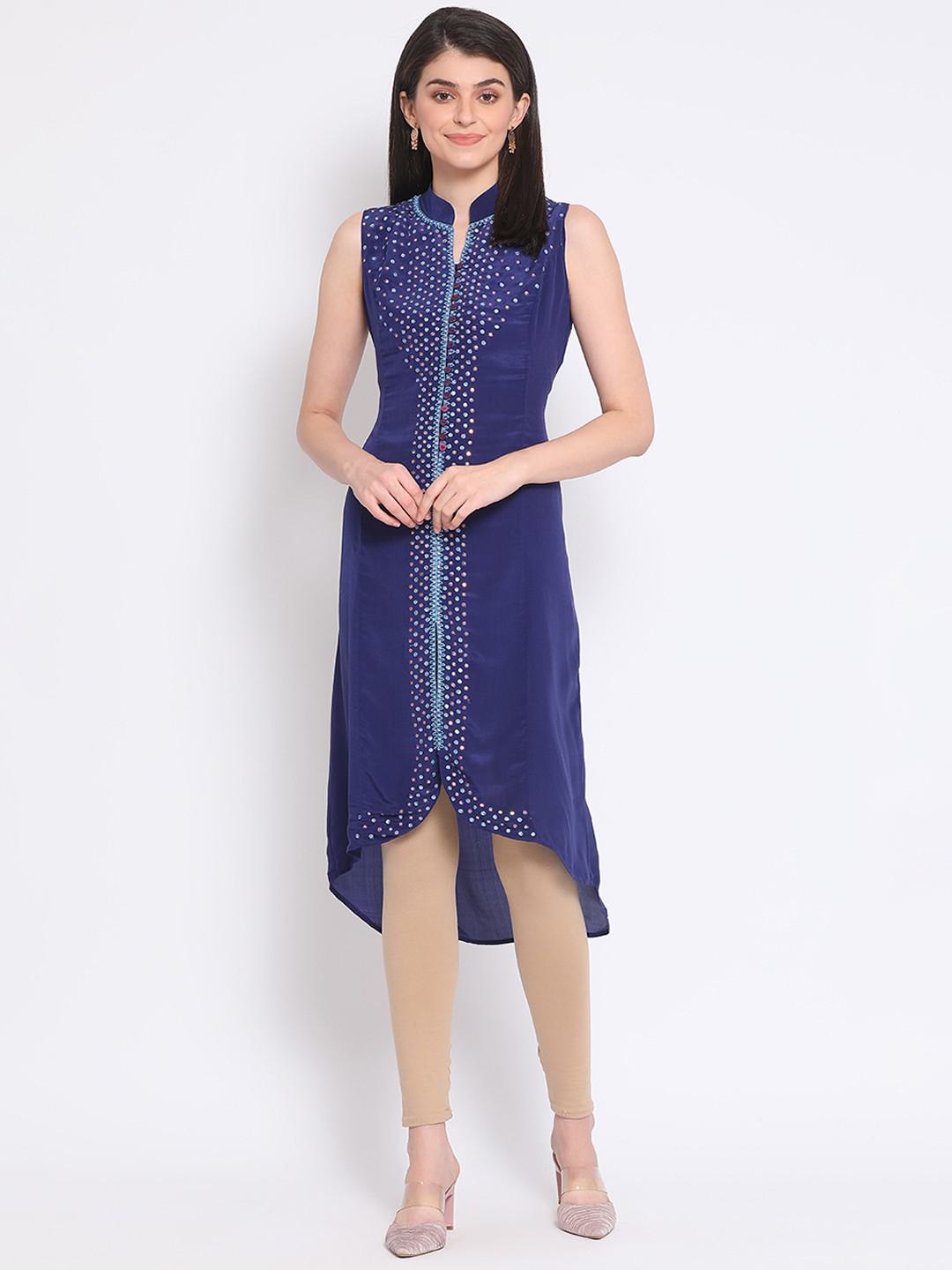 ROYAL BLUE SLEEVELESS TUNIC IN CREPE SILK