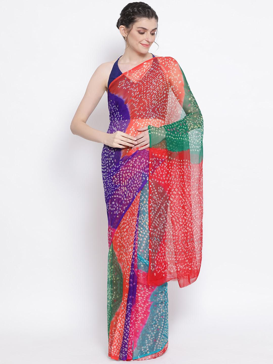 RAINBOW LEHARIYA BANDHEJ GEORGETTE SAREE