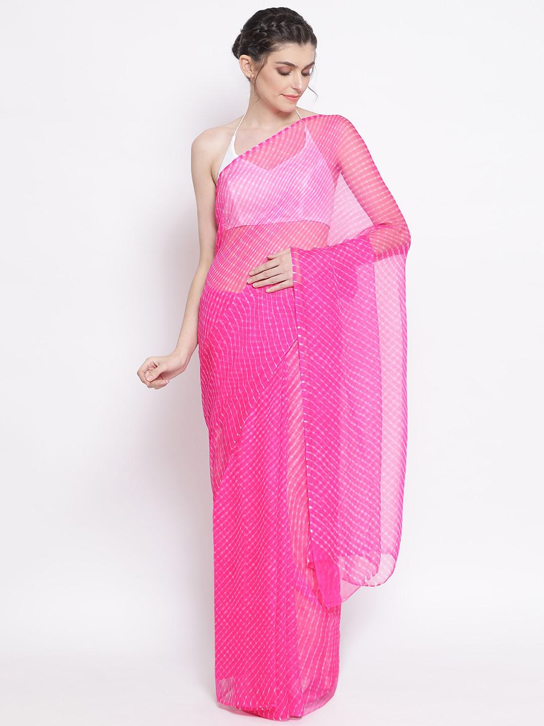 RANI PINK LEHARIYA BANDHEJ GEORGETTE SAREE