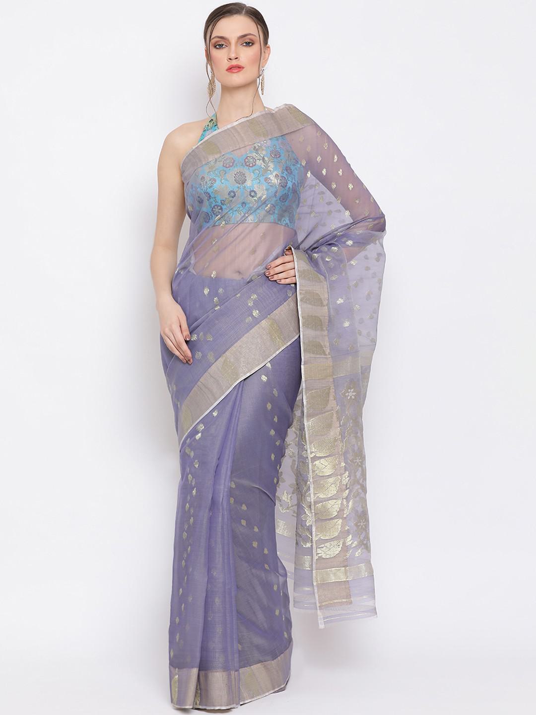 LILAC COLOUR MUSLIN WITH MUNGA SILK SAREE