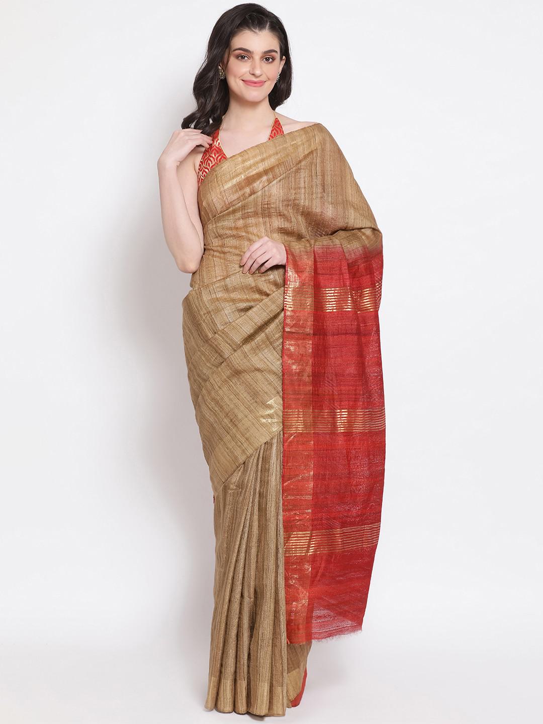 BURNT RED COLOUR PABNA, GICHA MUNGA SILK SAREE