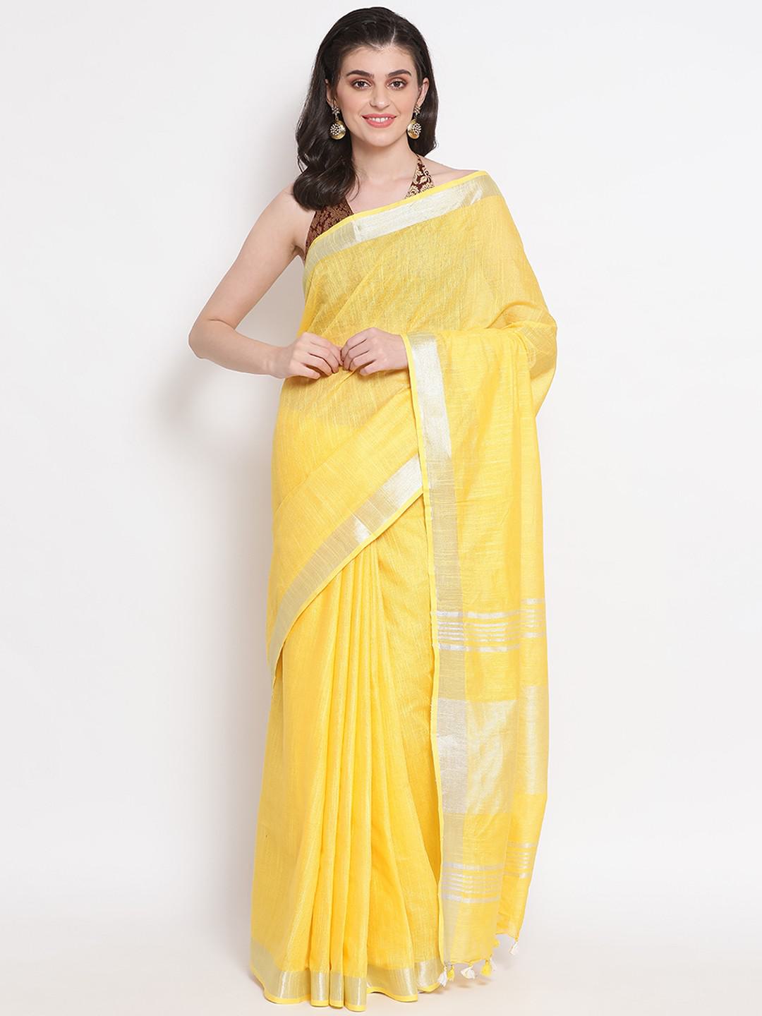 BUTTER YELLOW MULMUL SILK MUNGA SAREE