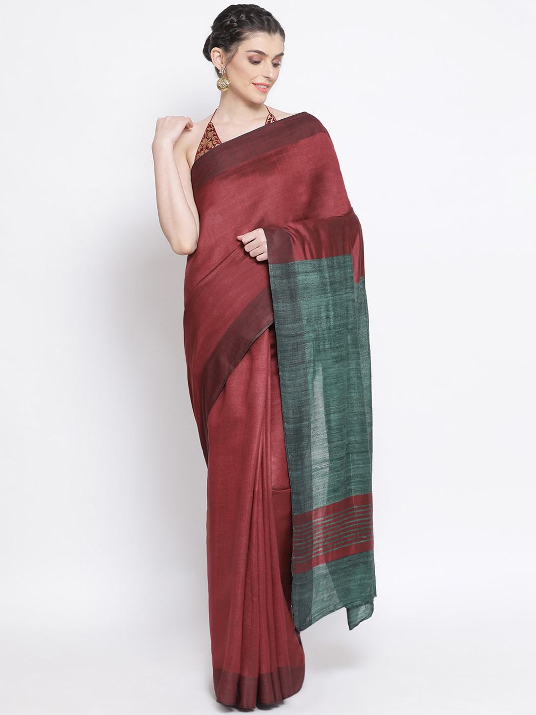 BLACK & WHITE DHAKAI SILK WITH GICHA AANCHAL IN RED & GREEN HUES