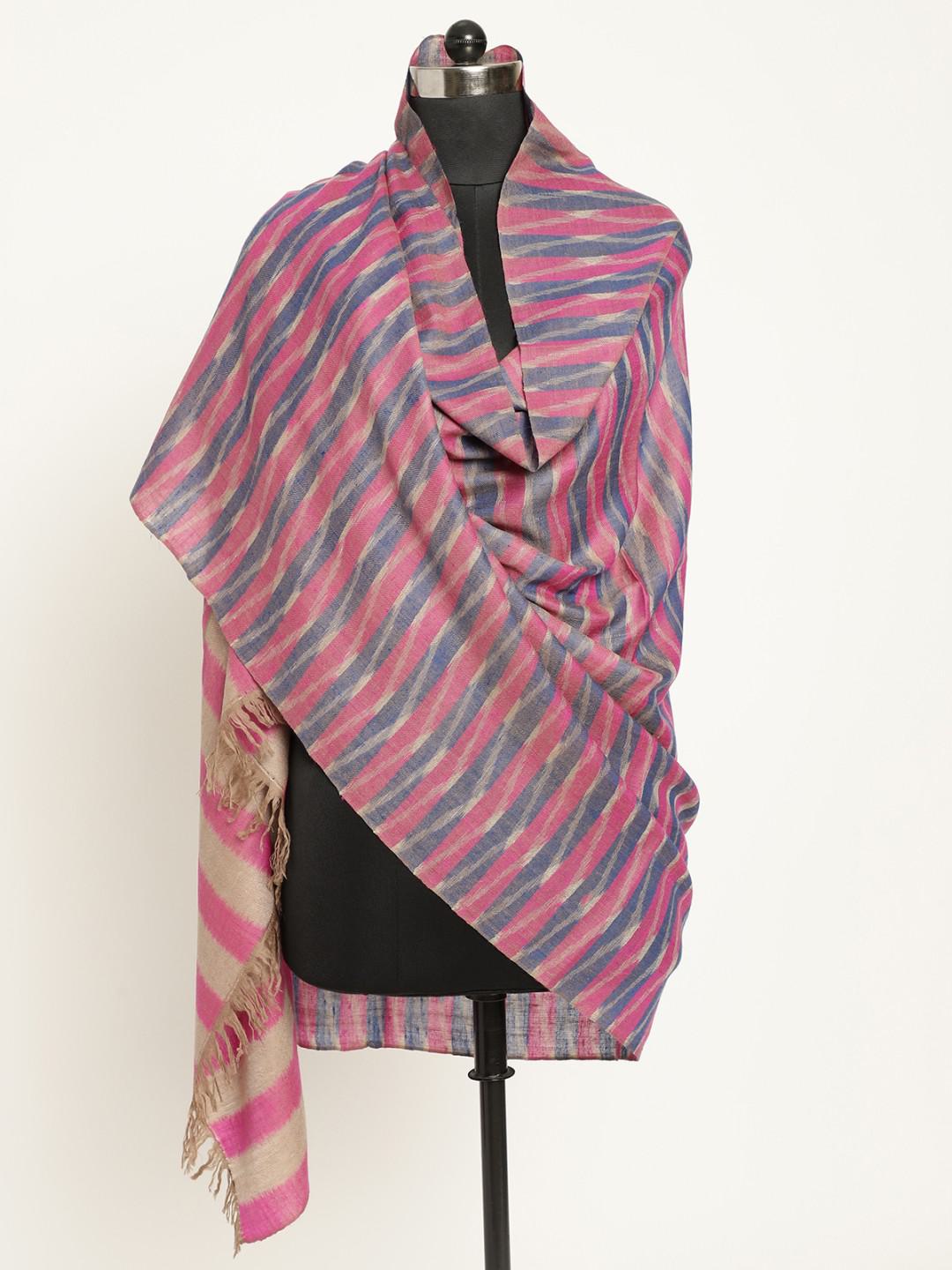 PASHMINA HAND EMBROIDERED SHAWL IN BRIGHT PINK